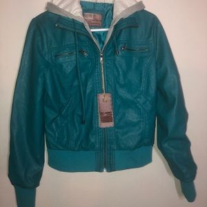 BB leather jacket with hoodie